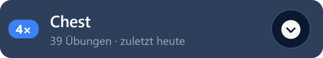 Muskelgruppe Chest: 4×, 39 Übungen, zuletzt heute
